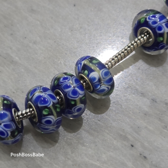 Lot of 8 Metal Core Murano Glass Beads for Pandora Trollbeads Chamilia a… - Picture 3 of 10